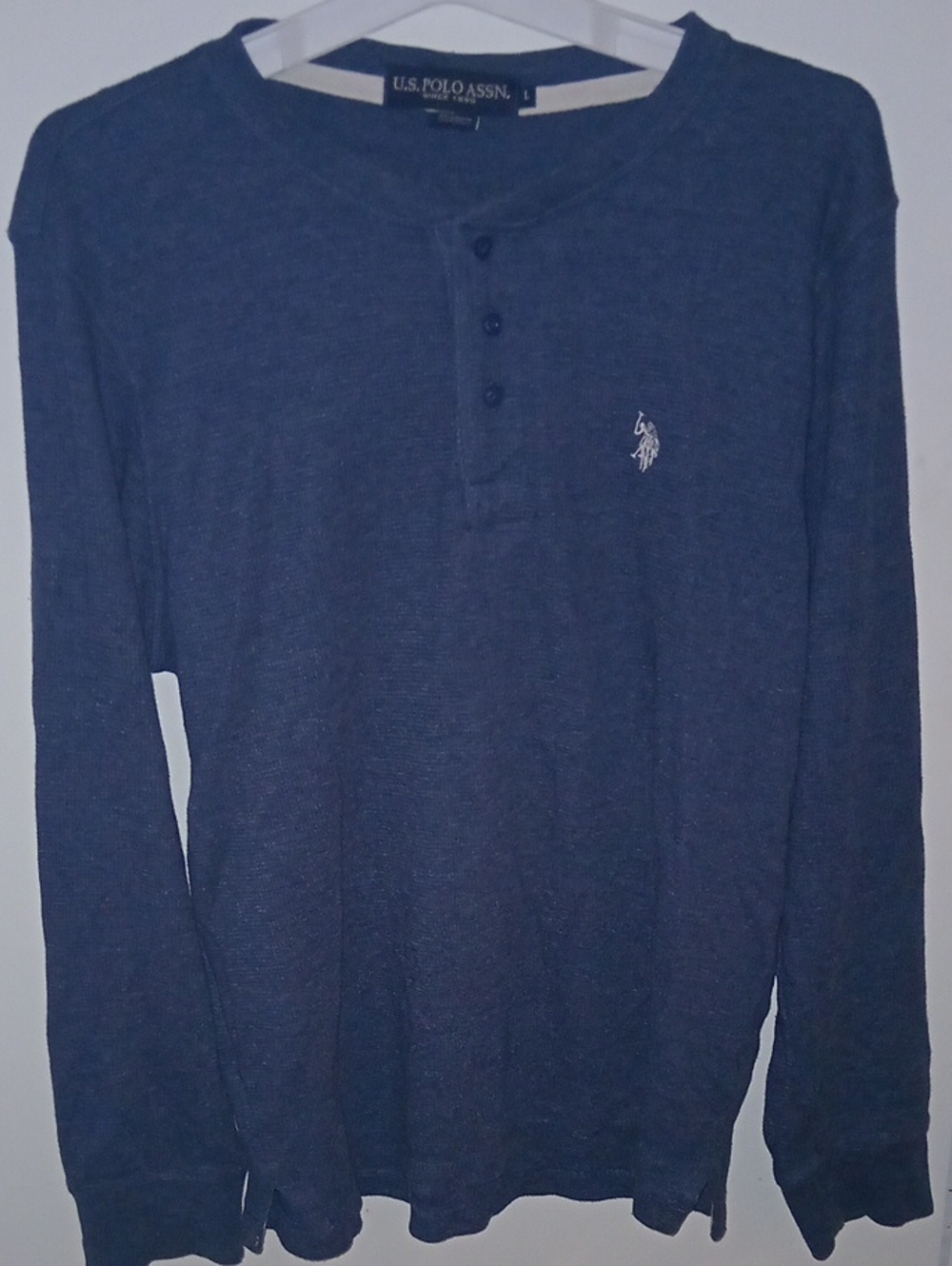 U.S. Polo Assn. Navy Long-Sleeve Henley with Embroidered Logo
